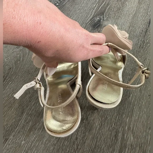 Never Worn Kate Preston Elegant Beige / Champagne Women's Floral Heels 7 1/2 - Picture 10 of 12
